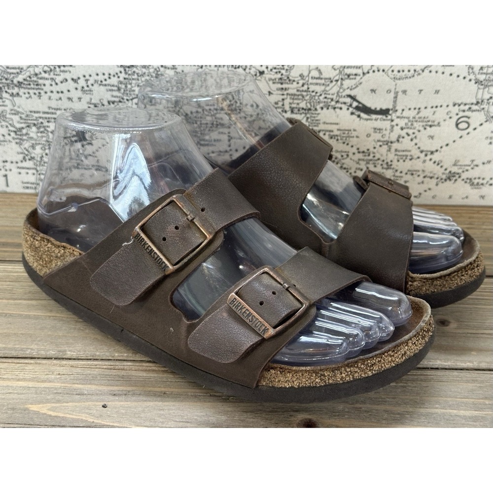 Birkenstock Arizona Brown Leather Slides Women Size 5 / 36 Brown Good